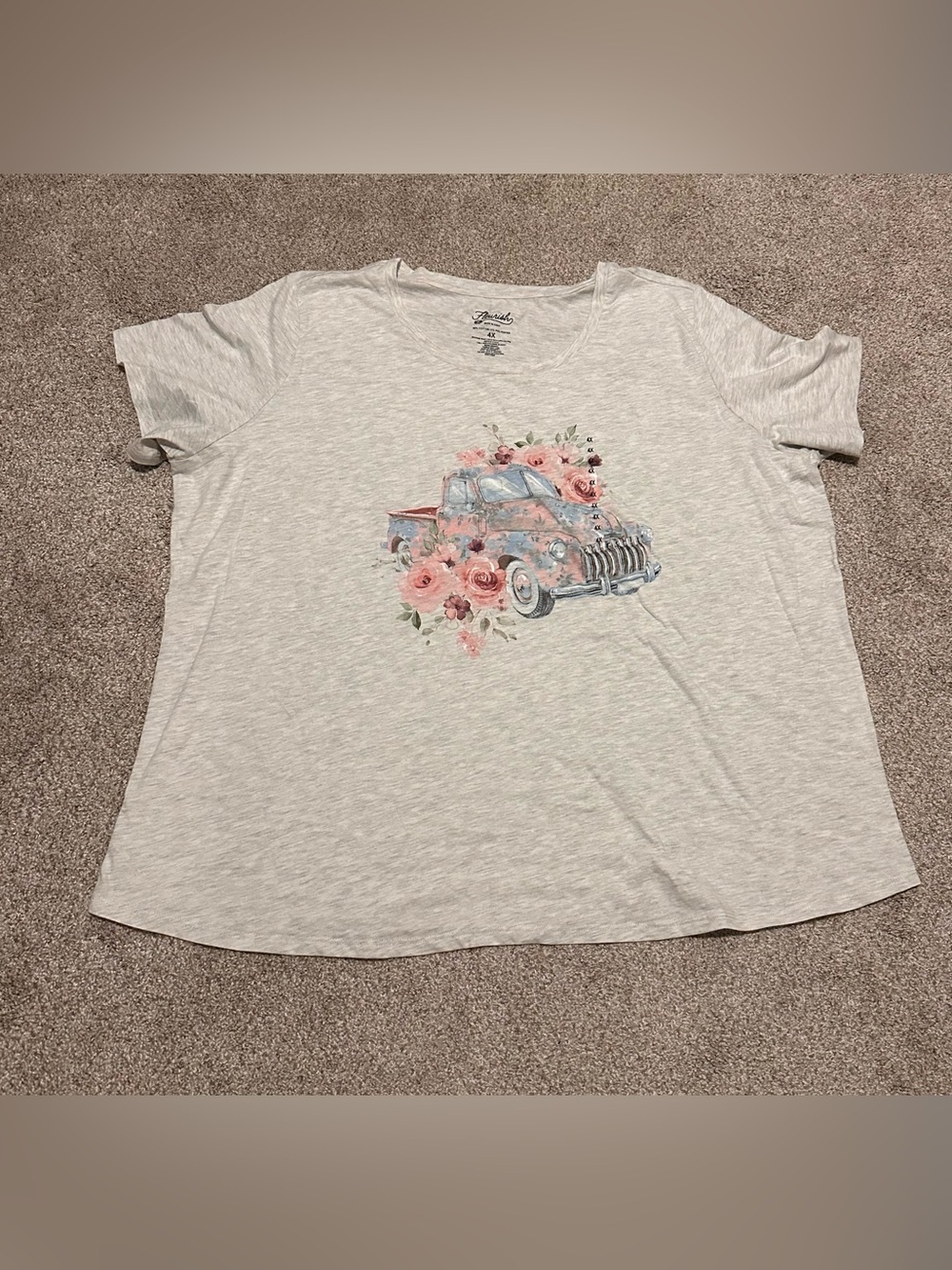 Fleurish Heather Gray Tee Vintage Truck